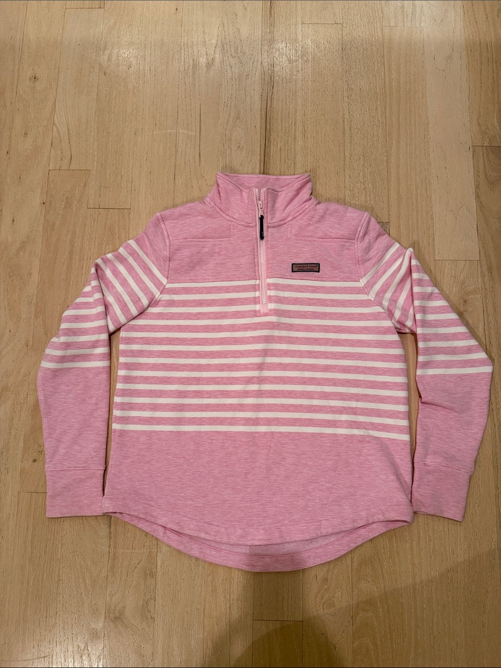 Vineyard Vines Pink & White Striped Half-Zip Pullover